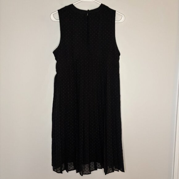 DR2 Dress Women's Medium Black Pleats Flowy Sleeveless Lined V-Neck Polka Dot - Picture 5 of 5